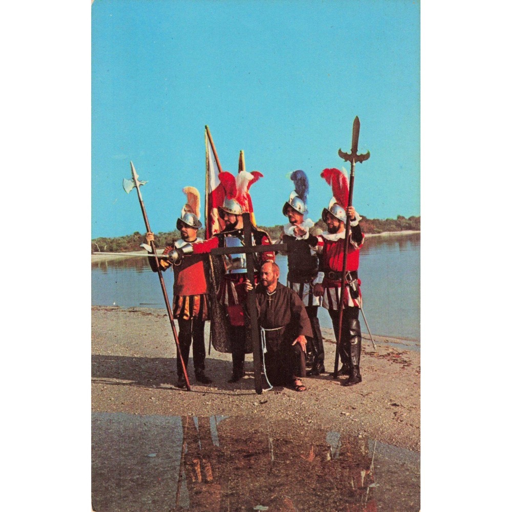 Vintage Hernando de Soto Landing Reenactment Postcard Bradenton Florida VG+ - Picture 1 of 2